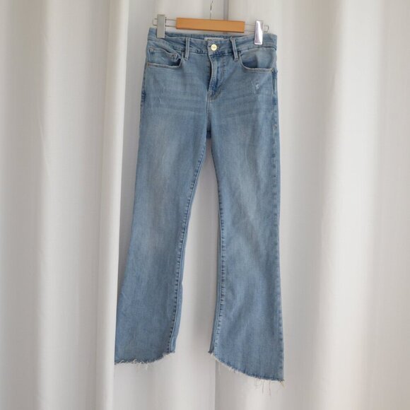 Frame Le Crop Mini Boot Flare Raw Hem Light Wash Jeans Sz 26 - Picture 3 of 11